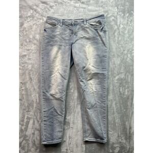 Seven7 Womens Plus Sz 14 Blue Jeans Girlfriend Slim Whiskered Faded Mid Rise